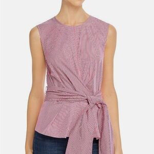 Derek Lam Pandora Pink Striped Sleeveless Tie-front Blouse